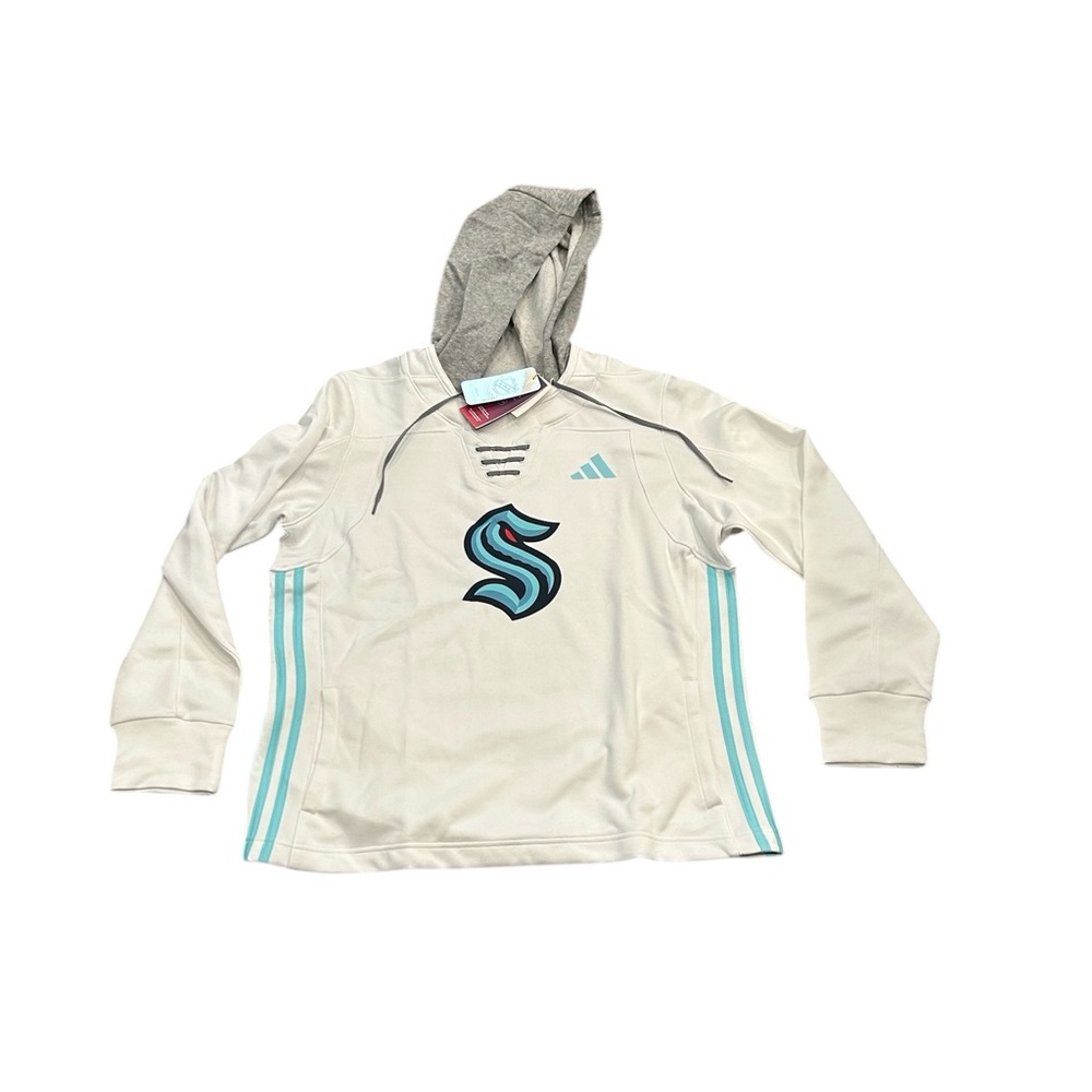 Seattle Kraken Adidas Women’s Lace Up Hoodie Pullover Sweatshirt